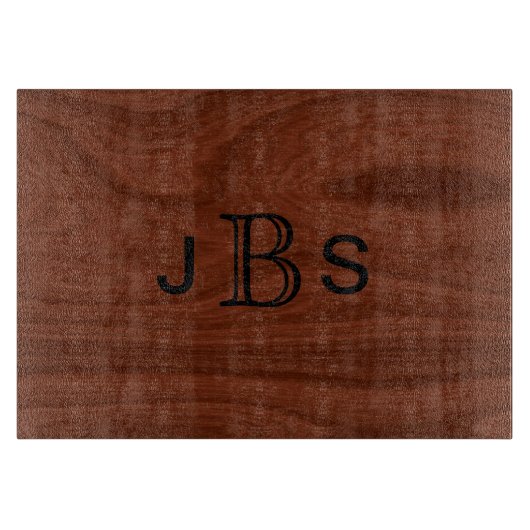 Planche À Découper Motif en bois personnalisé du monogramme 3 initial (Devant)