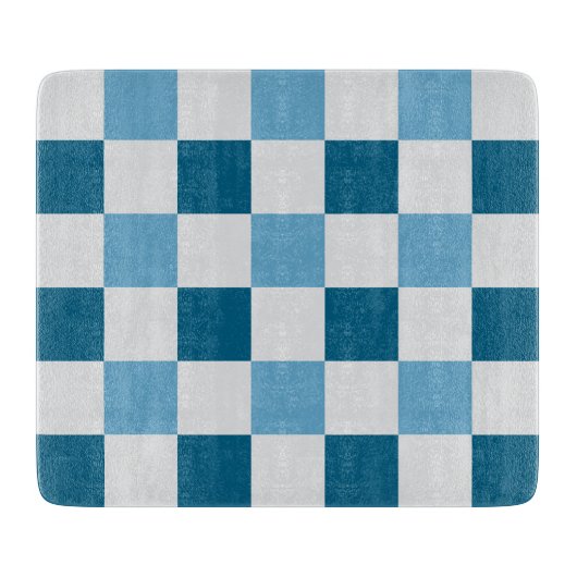 Planche À Découper Motif en damier blanc et bleu (Devant)