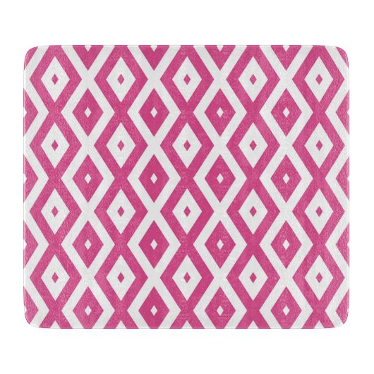 Planche À Découper Motif en diamant rose et blanc (Devant)