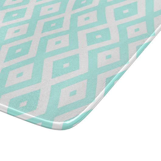 Planche À Découper Motif en diamant Turquoise et blanc (Coin)