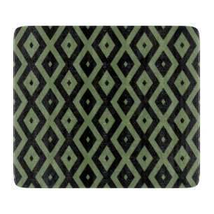 Planche À Découper Motif en diamant vert olive et noir