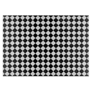 Planche À Découper Motif en forme de diamant noir et blanc