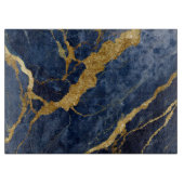Planche À Découper Motif en marbre bleu avec or (Devant)