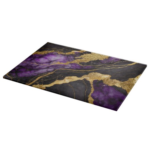 Planche À Découper Motif en marbre noir pourpre avec or (Coin)