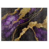 Planche À Découper Motif en marbre noir pourpre avec or (Devant)