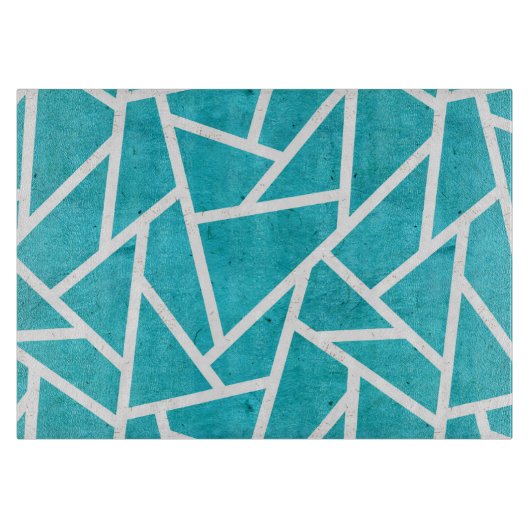 Planche À Découper Motif en mosaïque bleu-vert et blanc (Devant)