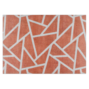 Planche À Découper Motif en mosaïque orange mandarin