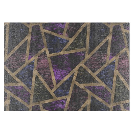 Planche À Découper Motif en mosaïque violet et or (Devant)