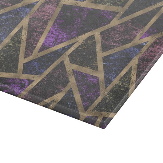 Planche À Découper Motif en mosaïque violet et or (Coin)