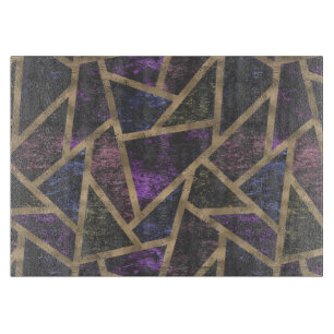 Planche À Découper motif en mosaïque violette et or