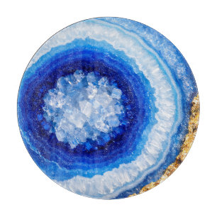 Planche À Découper Motif en résine de géode or bleu