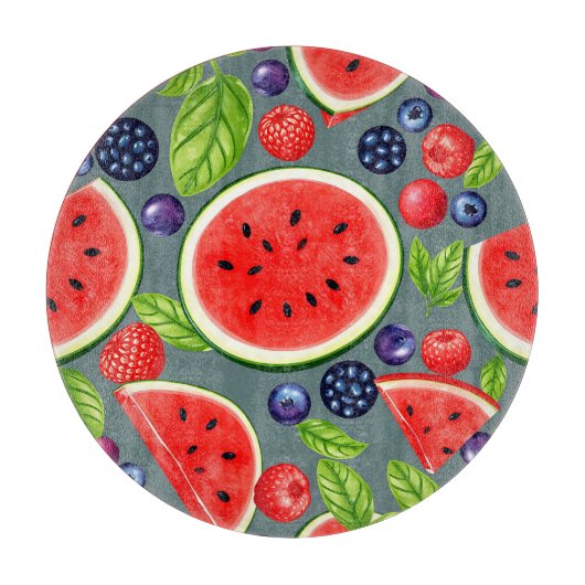 Planche À Découper Motif Été Pastèque Baie (Devant)