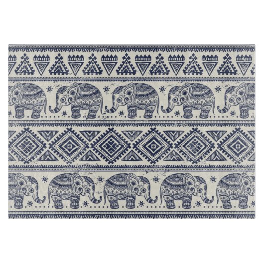 Planche À Découper Motif ethnique bleu d'éléphant (Devant)