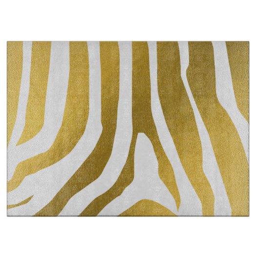 Planche À Découper Motif Faux Gold Zebra Print Stripes (Devant)