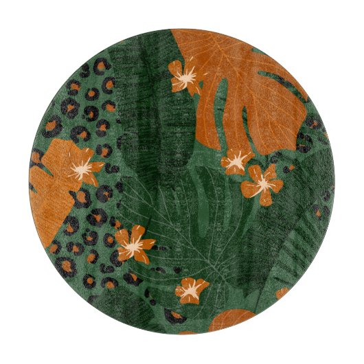 Planche À Découper Motif Feuille exotique léopard tropique (Devant)