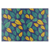 Planche À Découper Motif Feuille vert et jaune en chute (Devant)