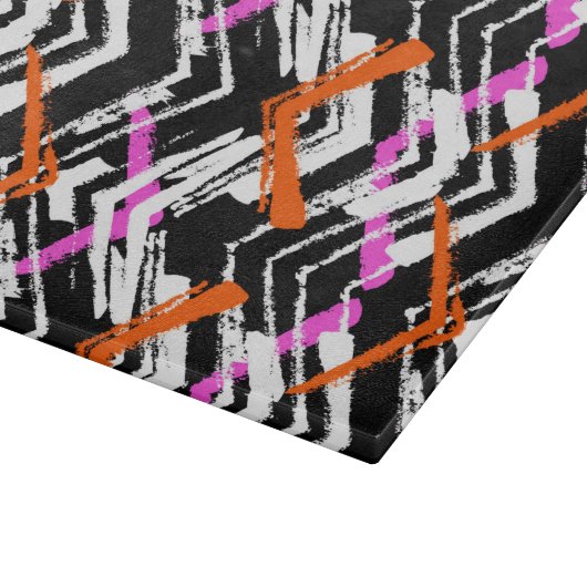 Planche À Découper Motif Flèche De Main Noire, Orange Et Rose (Coin)