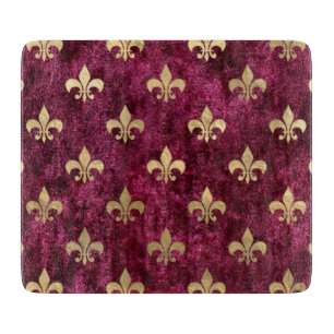 Planche À Découper Motif Fleur De Lis Mardi Gras Orleans Red Velvet