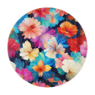 Planche À Découper Motif Fleurs Multicolores Floral-37566