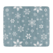 Planche À Découper Motif Flocon de Neige, Flocons Blancs, Neige, Gris (Devant)