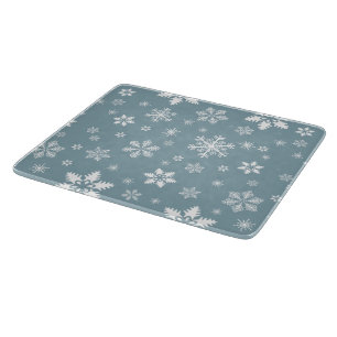 Planche À Découper Motif Flocon de Neige, Flocons Blancs, Neige, Gris