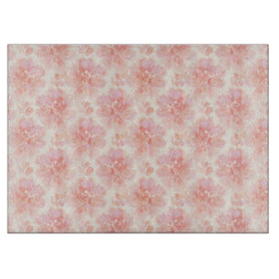 Planche À Découper Motif floral abstrait aquarelle pêche et rose