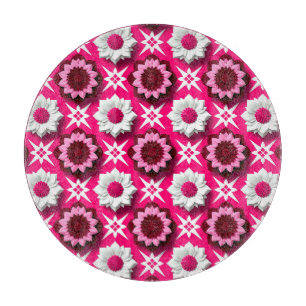 Planche À Découper Motif floral avec lotus rose et blanc vibrant