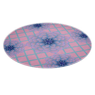 Planche À Découper Motif Floral Bleu Pastel Violet Esthétique Sans Co