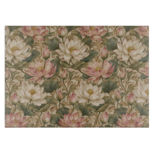 Planche À Découper Motif floral botanique de lotus aquatique vintage