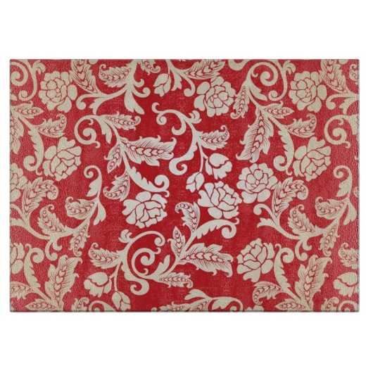 Planche À Découper Motif floral d'arrière - plan de damassé (Devant)