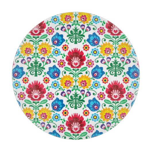 Planche À Découper Motif floral d'art populaire de coeur (Devant)