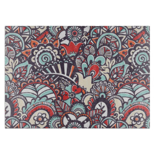 Planche À Découper Motif floral de griffonnage de Paisley