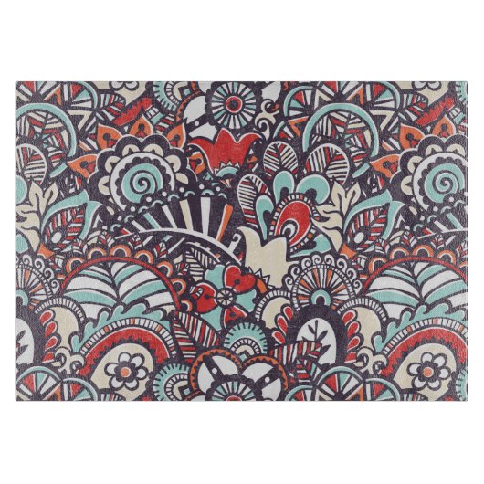 Planche À Découper Motif floral de griffonnage de Paisley (Devant)