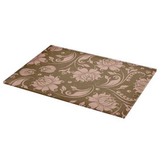Planche À Découper Motif floral de rose et de brun (Coin)