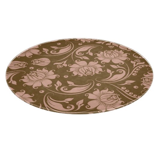 Planche À Découper Motif floral de rose et de brun (Coin)