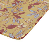 Planche À Découper Motif floral élégant avec feuilles rouges et bleue (Coin)
