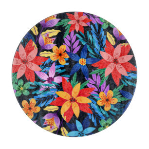 Planche À Découper Motif Floral Exotique Coloré-68578