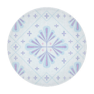 Planche À Découper Motif floral géométrique bleu pastel