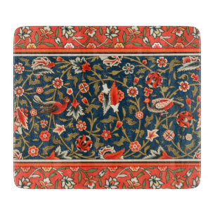 Planche À Découper Motif floral indo-persan bohème vintage rouge