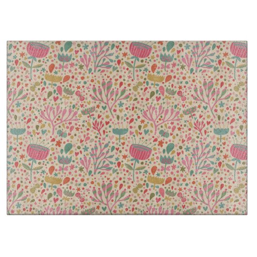 Planche À Découper Motif floral lumineux (Devant)