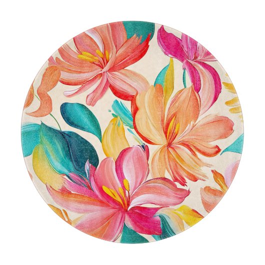 Planche À Découper Motif floral peint vibrant (Devant)