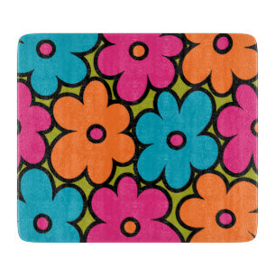 Planche À Découper Motif floral rétro coloré