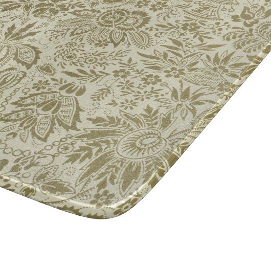 Planche À Découper Motif Floral Vert Sage Antique Damas (Coin)