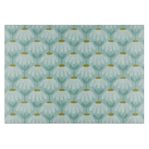 Planche À Découper Motif floral vintage marguerites bleu sarcelle et 