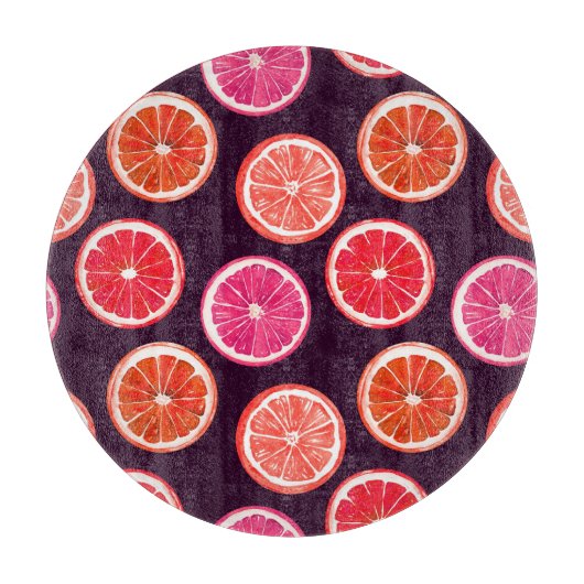 Planche À Découper Motif foncé Citrus peint à la main (Devant)
