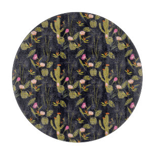 Planche À Découper Motif foncé de cactus de nuit d'été