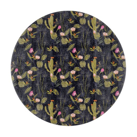 Planche À Découper Motif foncé de cactus de nuit d'été (Devant)