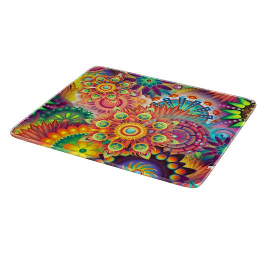 Planche À Découper Motif funky rétro Abstrait Bohème (Coin)