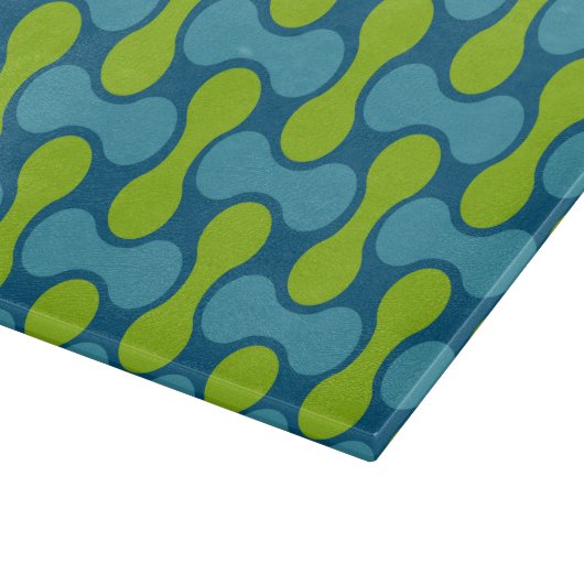 Planche À Découper Motif géométrique Abstrait rétro en bleu et vert (Coin)