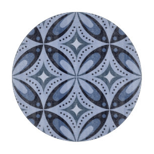 Planche À Découper Motif géométrique bleu de style rétro